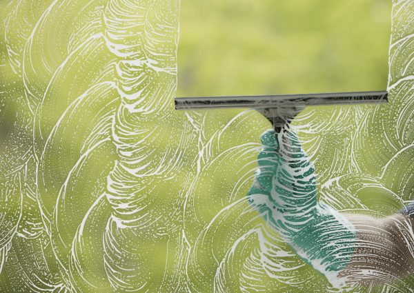 Squeegee wiping window